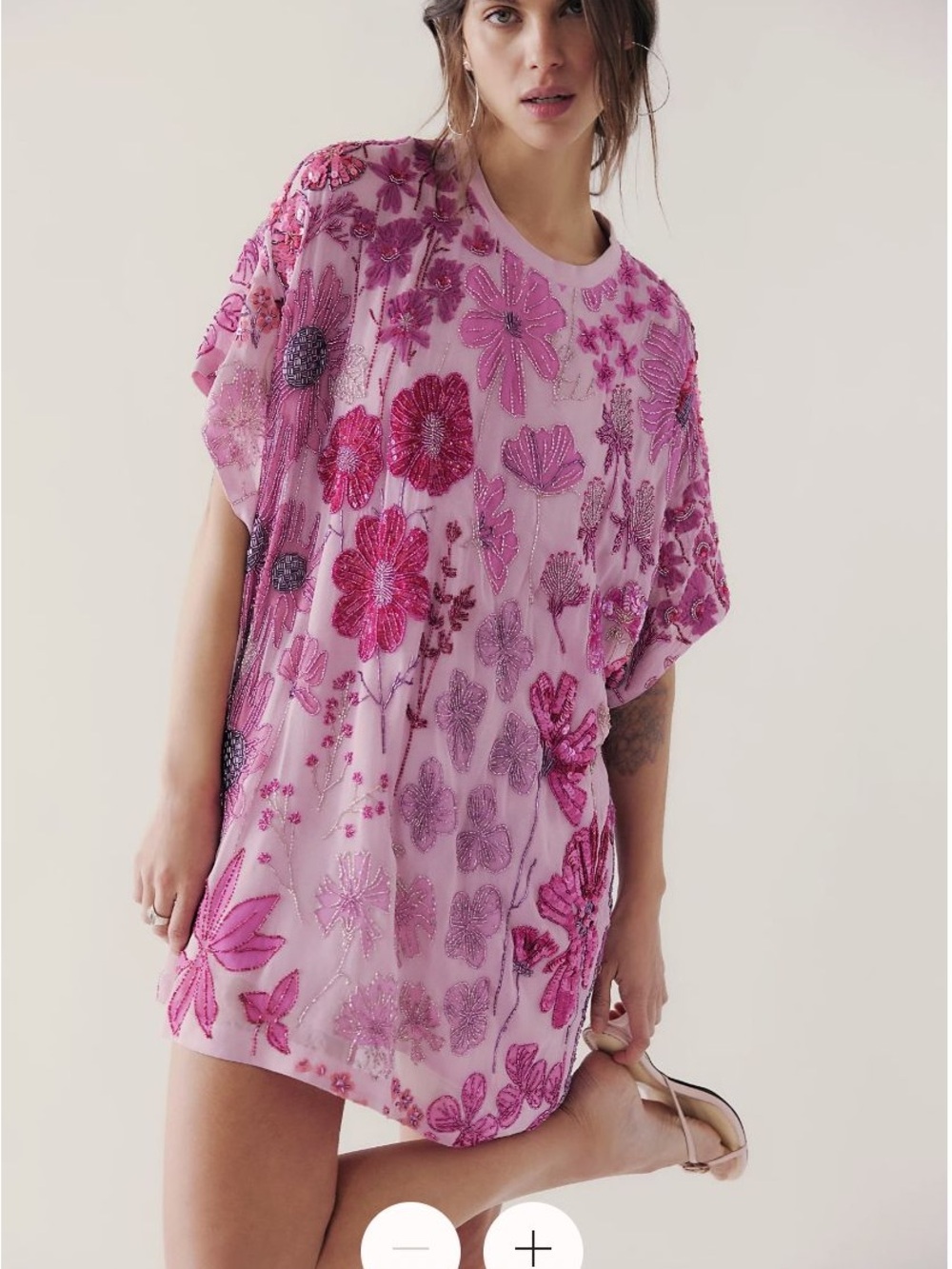 NWT Free People Jewel Mini Tunic Dress Floral Sequin Embroidered XS